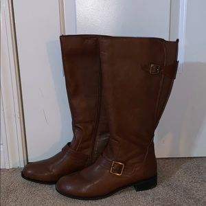 Life Stride Wide Calf Brown Boots Size 10